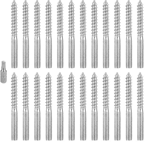YFLeomry 24 Stück Stockschrauben M6, M6x60mm Torx Stockschraube | Doppelgewindeschrauben, Schraubstifte Gewindestifte, Holzschrauben Zubehör, Stahl Verzinkt, für die Möbelmontage