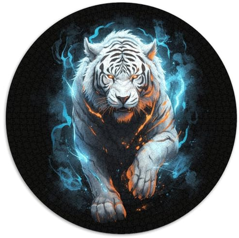 Tiger 1000 Stück Puzzle Rund Fur Erwachsene Und Kinder Wildtiere Legespiel Geschicklichkeitsspiel Geschenk Fordernd Kleinkinder 1000pcs (67.5x67.5cm)