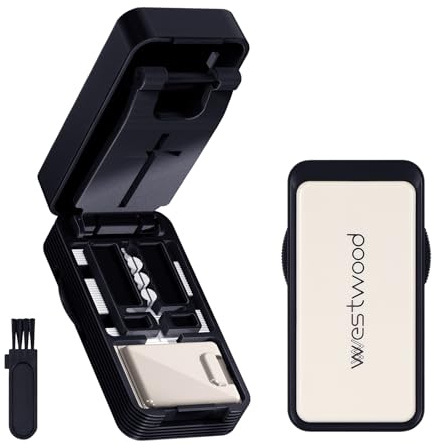 Freyeeti Coupe Comprimé, Portable Coupe Médicaments & Coupe Cachet, Pour Petits et Gros Cachets, Coupe Cachet Ajustable Avec Alignement Précis,avec Compartiment de Rangement et Brosse, noir
