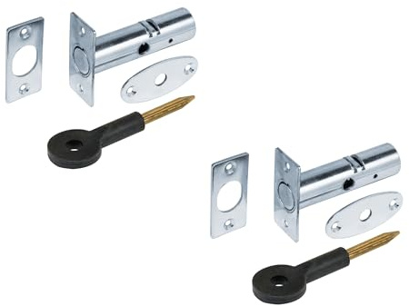 2 Pack Mortice Door Bolts with Star Key, Door Security Rack Bolt Providing Enhanced Protection for Doors and Windows at Home and in The Workplace (60mm, Chrome)