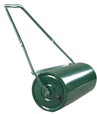 Garvee 9.5 Gallon Tow-Behind Lawn Roller | Water/Sand Fillable Garden Drum with u-Shape Handle | Heavy Duty Soil Leveler for Seeding, Sod, and Turf Maintenance