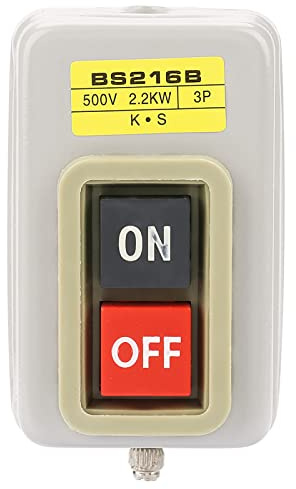 Acouto Interruttore a Pulsante On/off Autobloccante 3P, Interruttore di Alimentazione CA 15A 110V/220V/380V, Interruttore di Controllo Motore di Livello Industriale con Terminali a