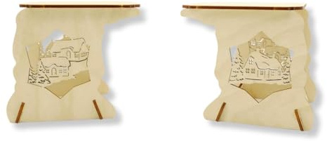 Holzkunst Schoenberg Schwibbogenerhöhung Winterdorf aus Holz 2er-Set – Fensterbank Untersatz für Lichterbogen – Schwibbogen Untersatz – zum einfachen zusammenstecken