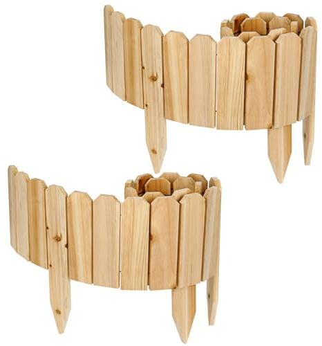 2er-Set Rasenkante Beeteinfassung aus Holz flexibel 120x 20 cm