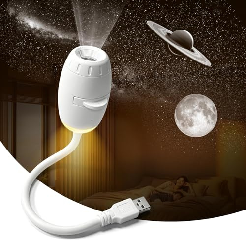Eroshoo Proyector de cielo estrellado 2 en 1, proyector de galaxia con luz nocturna LED ajustable de 360°, USB para coche, fiestas y dormitorio, luz nocturna decorativa para adultos (3 diapositivas)
