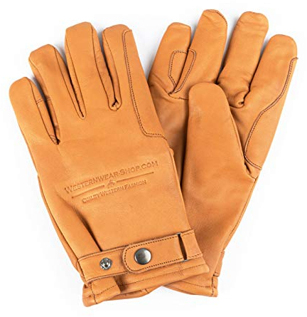 Westernwear Western Winter-Reithandschuhe aus Kalbsnappaleder Unisex braun - Lederhandschuhe Cowboy-Handschuhe (M)