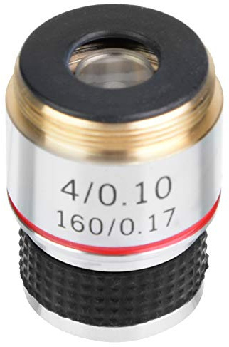 Lentille D'objectif 4X 185 Microscope Biologique Objectifs Achromatiques Lentille 160/0.17 Accessoires de Microscope de Laboratoire pour Microscopes