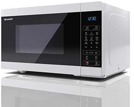 SHARP YC-MG81U-W 28 Litre 900W Digital Microwave with 1100W Grill, 11 power levels, ECO Mode, defrost function, LED cavity light - White