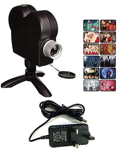 Projecteur de fenêtre de Noël Halloween - 12 films - Décoration de projection à LED - Basculez entre 6 Noël et 6Halloween - Pour l'intérieur et l'extérieur - Pour une fête intérieure et extérieure