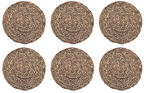 HERSIG - Pack 6 Salvamanteles Individuales | Manteles Individuales Redondos de Enea - 20 cm