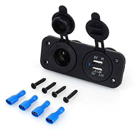 USB Chargeur de Voiture Prise Allume Cigare Double USB Automatique Séparateur 12V Chargeur Adaptateur Secteur Allume Socket Rapide étanche Encastrable Câble Panneau Connecteur