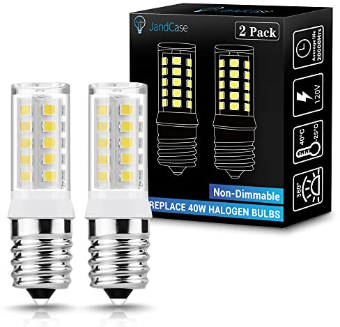 JandCase Microwave Light Bulbs Under Hood, Ceramic E17 LED Bulbs 40 Watt Equivalent, Daylight White 6000K Appliance Bulbs for Refrigerator,Microwave, Oven, Stove Hood, Non-Dimmable, 2Pack