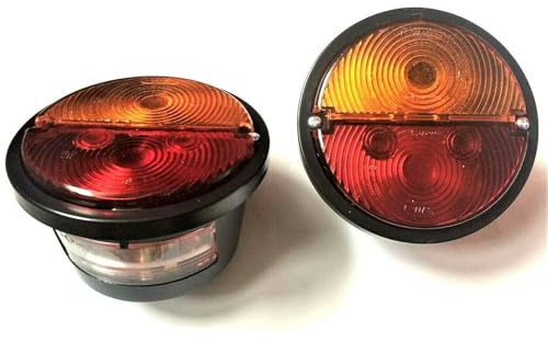MelTruck 2x Rund Rückleuchte mit Blinker ⌀132 Rücklicht Schlepper Oldtimer E20 SET mit Glühbirnen 12V
