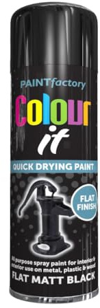 Classic Signature 1 x All Purpose Flat Black Matt Aerosol Spray Paint 250ml / 1x pair of Disposable Gloves Quick Drying Spray,Fast Dry and Excellent Coverage for Wood, Metal, Plastic and more
