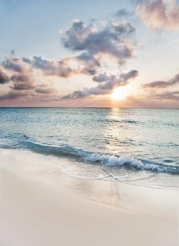STYLER Glasbild Sun 50 x 70 cm | Sonne Strand Meer Strandmotiv hell Meer Wellen Blau ausgefallen | Glas Bild Wandbild | Wohnzimmer Flur Schlafzimmer XXL groß modern Küche
