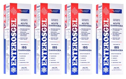 Enterosgel IBS Relief Gel Tube 225 Grams - Oral Intestinal Adsorbent, Acute Diarrhoea, Bloating & Trapped Wind Relief - for Children & Adults, 4 Pack