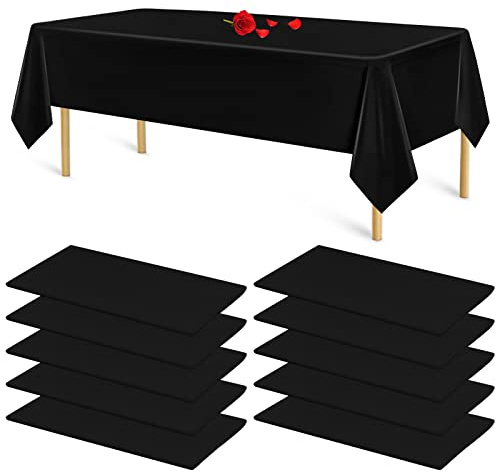 10 Packungen Tischdecke Schwarz Tischdecke Einweg Tischdecken Plastik Papiertischdecke Tischdecken Rechteckig für Hochzeitsdeko, Geburtstagsfeier, Babypartys, Empfang,Hochzeitsdeko Tisch