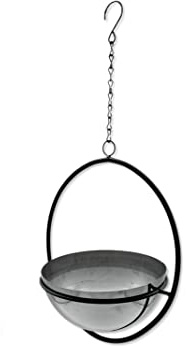 DARO DEKO Metall Blumen-Ampel mit Rahmen schwarz Silber 18 x 43cm Blumentopf hängend Hängeampel