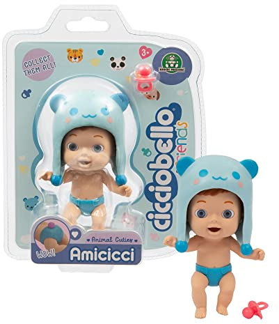 Cicciobello Amicicci CC038200 Giochi Preziosi CC038200 Minifigur mit Tiermütze und Pferdeschwanz in der Windel, für Mädchen ab 3 Jahren