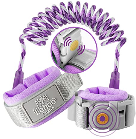 Lehoo Castle Guinzaglio per Bambini, 1,5M Cinturino per Bambini Antiperduta, Bracciale Sicurezza Bambino, Portatile Che Cammina Anti-Perso Mano Cintura(viola)