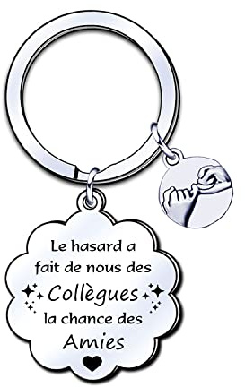 LUODAN Cadeau Collègue Porte-clés,Cadeaux Anniversaire Femme Homme,Porte-clés d'amitié,Cadeau de Retraite,Collègue Depart Collegue de Travail Porte Clés Personnalisé Idee Cadeaux Amie