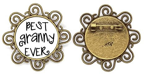Brosche mit Aufschrift Best Granny Ever, Blumen-Anstecknadel, Schmuck für Mädchen