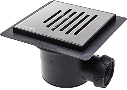 Wirquin 30723995 Bonde de Douche à Chaper Venisio Horizontal 11,5 x 11,5 cm | Grille inox brossé, débit 32 L/min, installation facile, anti-odeurs, entretien facile, chromé