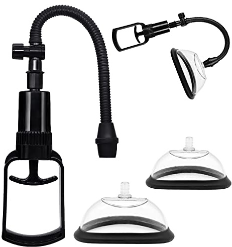 ScreaAss Professionelle Brustsauger Milchpumpe Vakuum Brustpumpe Mit S/L Saugglocke & Handpumpe Für Frauen Brustvergrößerung Nippelsauger Brust Stimulator SM Sexspielzeug,Schwarz,Set