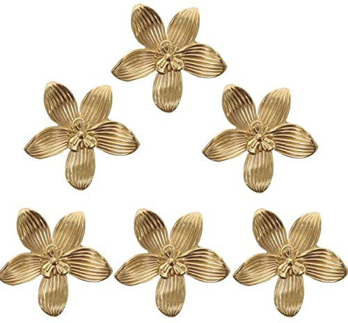 SYZOW Lot de 6 boutons d'armoire, de tiroir, d'armoire, de cuisine, de porte en métal en forme de fleurs, pour tiroirs de commode