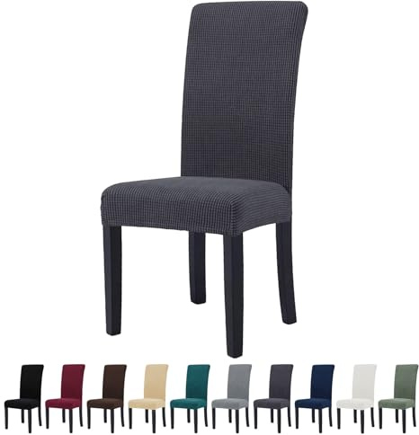 YSTELLAA Stuhlhussen 6er Set, Stretch Stuhlbezug Für Esszimmerstühle, Abnehmbarer Waschbarer stuhlhusse, Stuhlbezüge Elastisch, Hussen Für Stühle Für Hotel, Küche Restaurant, Grau