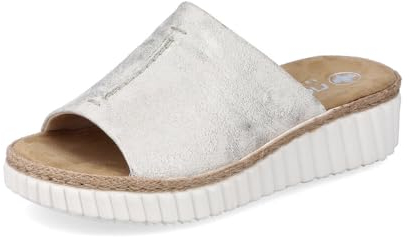 Rieker Damen Pantoletten 69288, Frauen Slipper,schluepfschuhe,Slip-ons,Backless Slipper,Mules,Gartenschuhe,Sommerschuhe,beige (60),42 EU / 8 UK