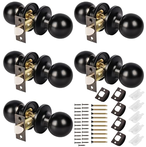 Belle Vous Pomelli per Porte - 5x Maniglie Porte Interne - Maniglie Rotonde da Interno - Pomello Porta in Acciaio Inox - Maniglia a Pomello per Porta Interna - Nero Opaco