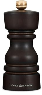 Cole & Mason H233015 London Chokladträ saltkvarn, icke-korroderande keramisk mekanism, saltkvarn med justerbar slipning, bokträ, 130 mm, kryddkvarn, garanterad mekanism