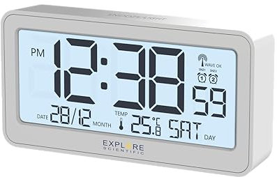 Explore Scientific, Radiosveglia, Orologio Led, Bianco