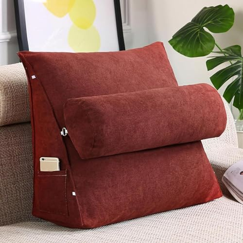 PRUJOY Lesekissen mit Nackenstütze, Kopfteil, Rückenkissen, Nacken, Bein, Lesekissen, Rücken, Lesekissen, Sofa, Bett, Bürostuhl, Ruhekissen (D 60x50x20CM)