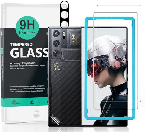 Ibywind 2 Pezzi Vetro Temperato per ZTE nubia Red Magic 9 Pro/9 Pro Plus/9S Pro 5G 6,8,con 1 Pezzo Pellicola Fotocamera,Pellicola posteriore da 1 pezzo,Anti Graffio,Durezza 9H