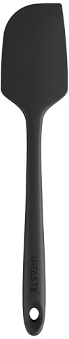 U-Taste 11.38 Silicone Baking Spatula: 480ºF Heat Resistant Food Grade Flexible Rubber Kitchen Bowl Scraper, Seamless Pastry Spreader for Mixing Stirring Scraping in Nonstick Cookware (Black)