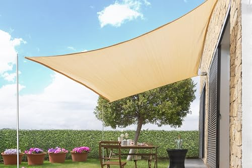 InnovaGoods® Toldo Vela de Sombra 2x3m, Rectangular, Toldos Exterior Terraza Protección Rayos UV para Exteriores, Pergola, Jardín, Terrazas. Color Beige