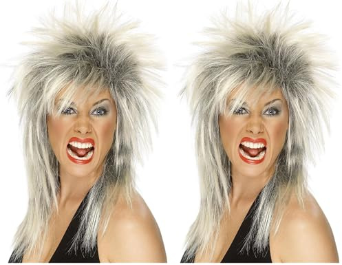 Smiffy's Two Tone Rock Diva Wig (Blonde/Black) (Pack of 2)