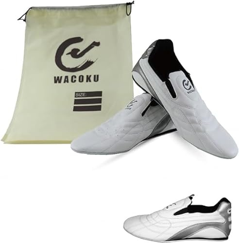 Wacoku kampsport, träningsskor (karate, Taekwondo, Kung fu tränare) - vit, Vitt, 45 EU
