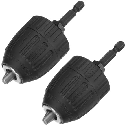QUARKZMAN 2 Juegos 3/8-24UNF Rosca sin Llave Taladro Portabrocas Hexagonal Vástago Adaptador 1.5-10mm 3-Mandíbulas para Impacto Conductor Inalámbrico Taladro Negro