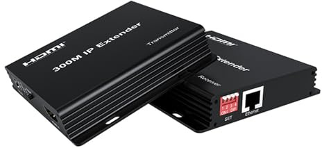 300 m IP HDMI KVM Extender, HDMI Extender über IP RJ45 Cat6 Ethernet-Kabel 1080p HDMI KVM Extender Multipoint Connect Network Switch Unterstützung PC DVR TV Maus Tastatur (300 m IP Extender)
