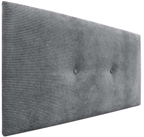 DHOME Kopfteil aus glattem Cord mit Knöpfen, hohe Qualität, modernes gepolstertes Kopfteil, Luxus-Bett, gepolstertes Schlafzimmer (Dunkelgrau, 90 cm)