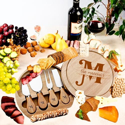 Tabla de queso personalizada y tabla de cortar grabada, regalo de boda personalizado (tabla de queso M)