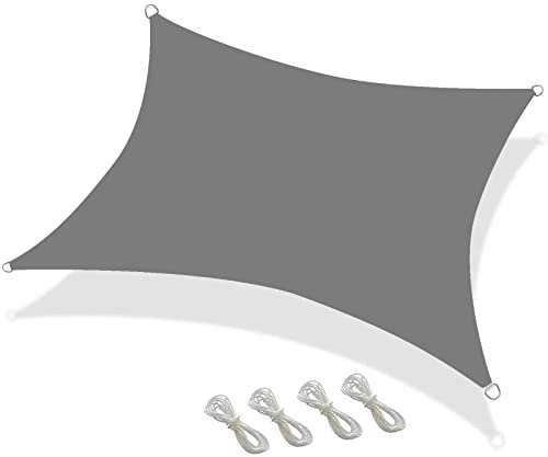 Toldo para exteriores de 5,5 x 6 m, protección UV, para jardín, patio, césped, piscina, lona gris oscuro con accesorios de montaje, material de poliéster impermeable para parque infantil y balcón