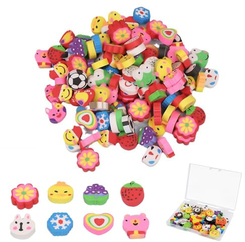 50 Stück Radiergummi Kinder Set, Lustige Radiergummis in Tierform, für Weihnachten, Schulmaterial und Mitgebsel, Bunte Eraser für Kinder, Perfekt als Partygeschenk und Belohnungen im Klassenzimme