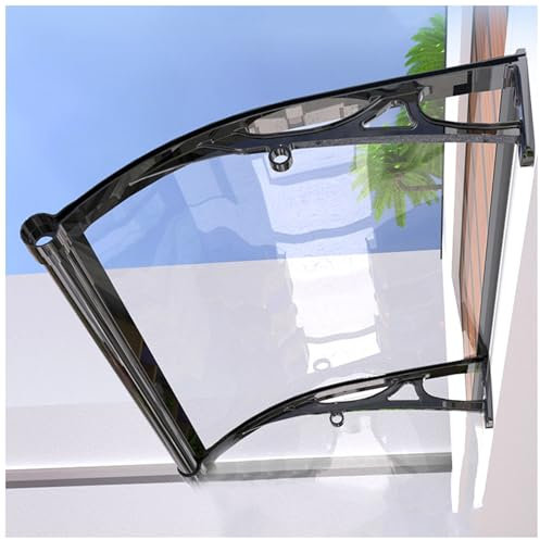 Auvent de Porte Marquise Transparente avec Support Robuste en Aluminium Auvent de Porte D'entrée Marquise Ménagère Multifonctionnelle Marquise de Porte Extérieure avec Grande Gouttière Marquise Silenc