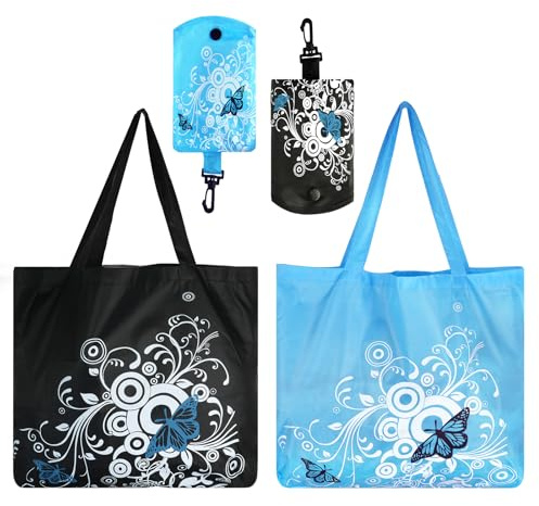 Tikplus Faltbare Einkaufstasche, Strandtasche, wiederverwendbar, große Tragetaschen, zusammenfaltbar in Tasche, Blumenstoff, Handtasche, Lebensmitteleinkauf für den täglichen Urlaub (43,2 x 45,7 cm