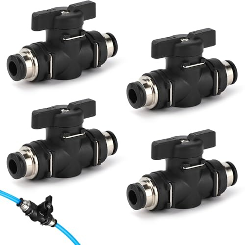 4 Stück Pneumatik Steckverbinder,Druckluft Steckverbinder,Druckluft Steckverbinde,Pneumatik,Pneumatischer Kugelhahn,Pneumatik Ventil,Zum Verbinden, Steuern Von Pneumatikschläuchen (6 Mm)