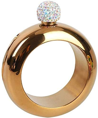 Pulsera de petaca, pulsera de acero inoxidable para licor, mini recipiente portátil de alcohol, para fiesta de cumpleaños, club y bar (100 ml) (dorado)